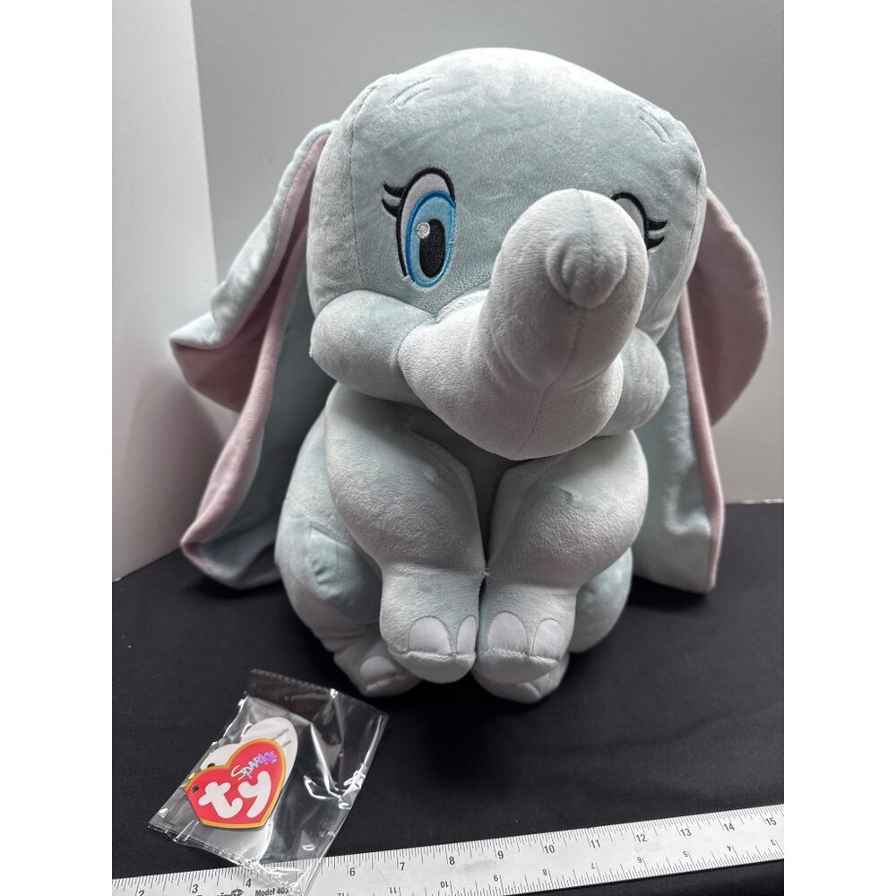 Ty Sparkle Beanie Baby Dumbo Plush Elephant 15" Soft Toy Pink Ears Collectible G